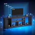 thumbnail image 4 of Bestier 63" LED TV Stand for TVs up to 70", Gaming Entertainment Center with PS5 Storage, Modern Media Console Table with 2-Tier Storage Shelves, Carbon Fiber Black, 4 of 7