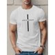 thumbnail image 1 of Comodidad para el día a día: camiseta gráfica de Jesucristo para hombre. Camiseta informal de poliéster negra con diseño de cruz blanca. Manga corta, cuello redondo. Lavable a máquina. Ideal para toda, 1 of 4