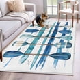 thumbnail image 2 of 4x6 Area Rugs, Lake Paddles Non-Skid Rubber Backing Large Rectangle Rugs - Living Room Bedroom Home Office, Summer Watercolor Teal Blue Striped Indoor Floor Mat Carpets Washable Rug, 2 of 9