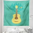thumbnail image 1 of Guitar Tapestry, Music Inspired Illustration Floral Pattern Bird Retro Style Instrument Nature, Fabric Wall Hanging Decor for Bedroom Living Room Dorm, 5 Sizes, Seafoam Mustard, by Ambesonne, 1 of 1