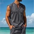 thumbnail image 4 of Mens Athletic Sports Sleeveless Tank Tops V-Neck with Pocket Workout Shirt Beach Swim Tee Fathers Gift, 4 of 8