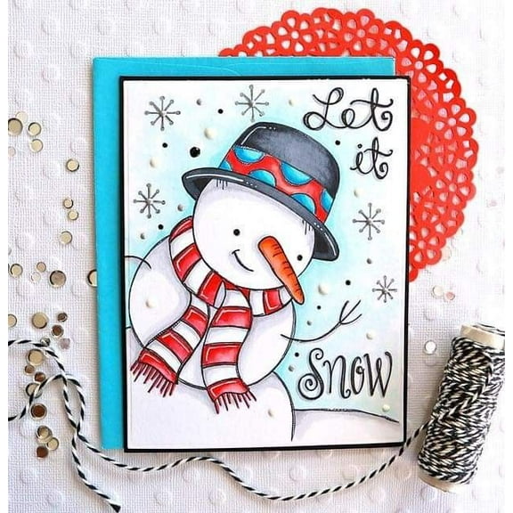 Let It Snow Snowman Greeting Card – Cheerful Holiday Card for Christmas, Winter Celebrations, Birthdays – Blank Inside with Envelope Included
