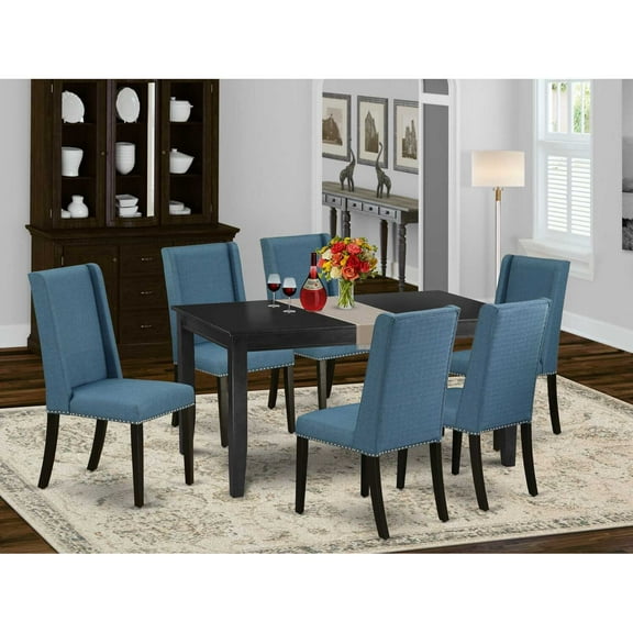 East West Furniture Dining Room Set Black, DUFL7-BLK-21