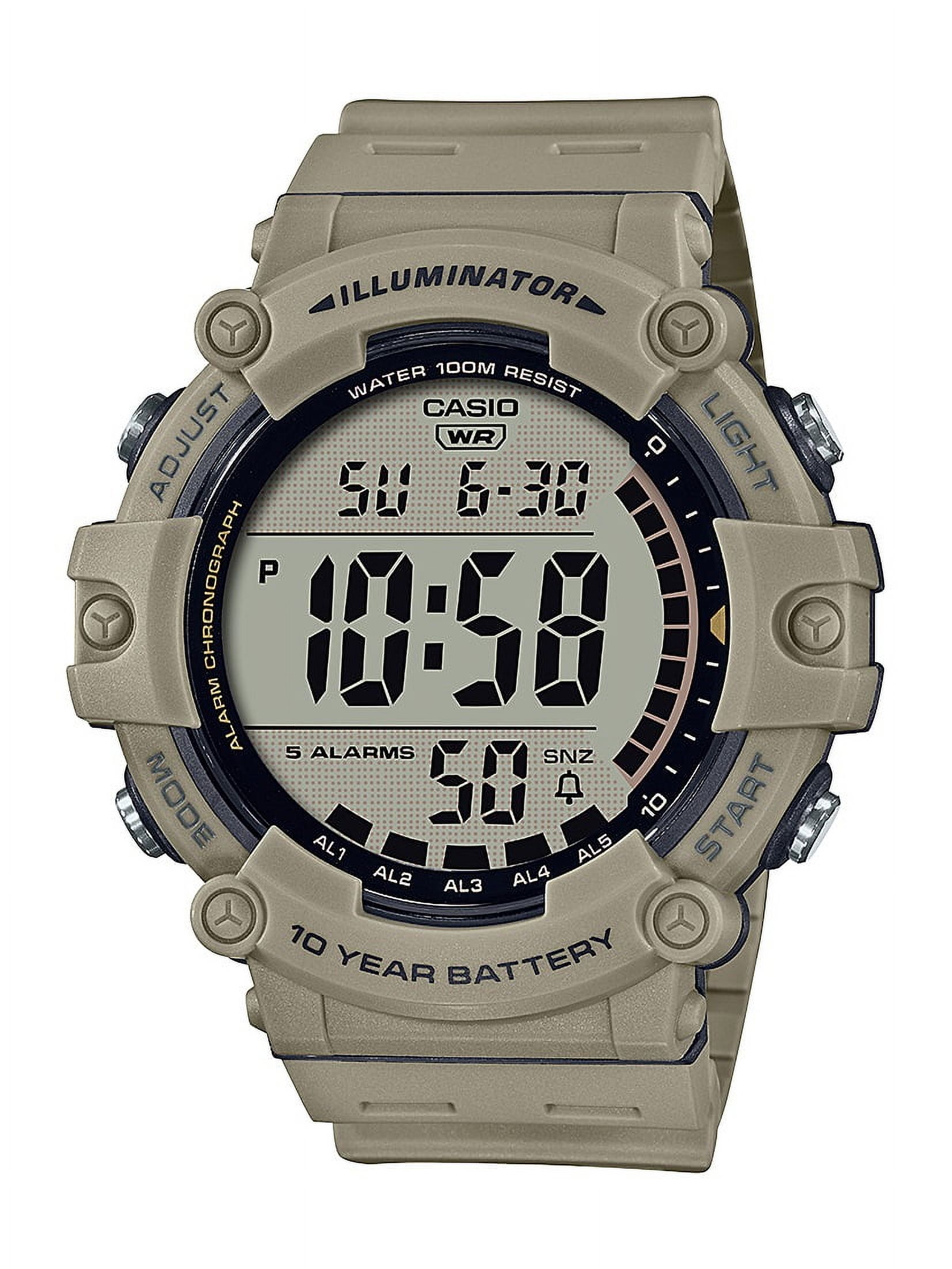 Casio Large LCD Digital Wristwatch Adult Mens Tan