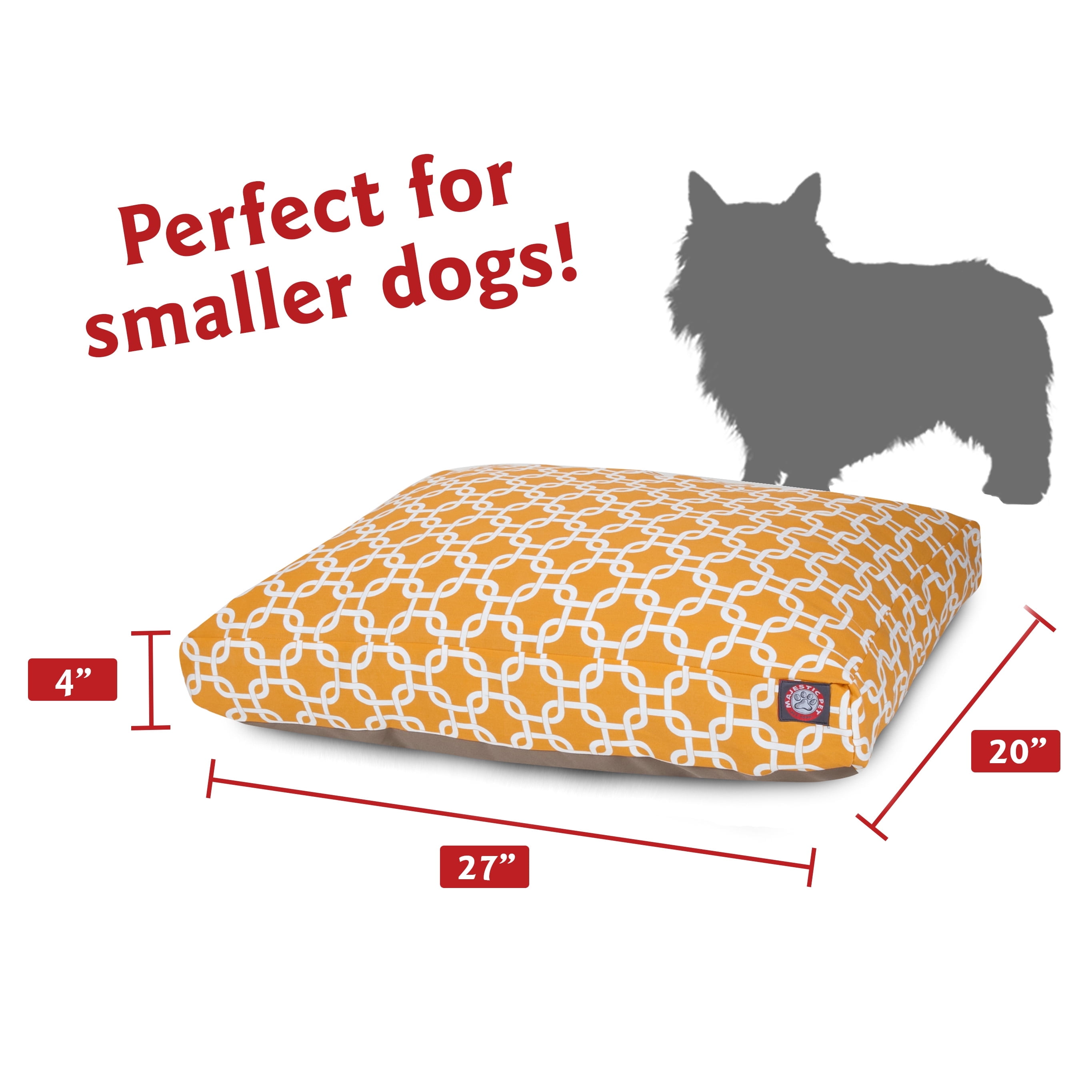 Majestic Pet | Links Rectangle Pet Bed For Dogs, Removable Cover, Yellow, Small