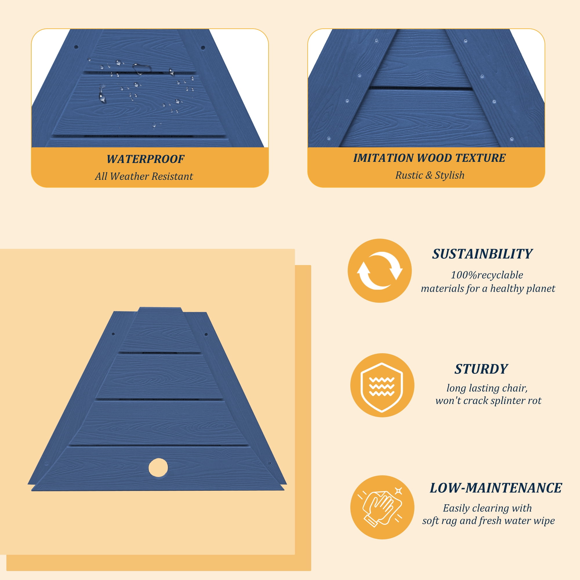 Connecting Tray Table, HIPS Polywood, Weather-Resistant, Umbrella Hole, Outdoor Patio Furniture