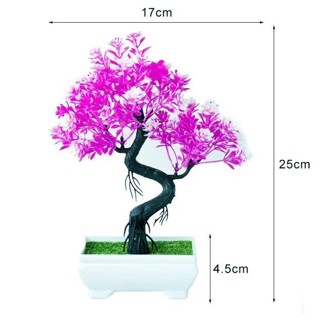 Plantas artificiales de plástico, bonsái, maceta de árbol pequeño, flor falsa en maceta, Decoración de mesa de habitación del hogar, adornos de arreglo de jardín