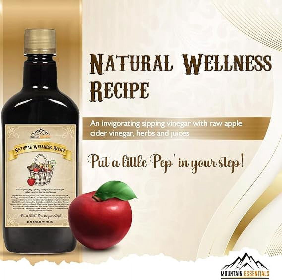 Mountain Essentials Natural Wellness Recipe Apple Cider Vinegar Juice, 25 oz Bottle (Pack of 4)