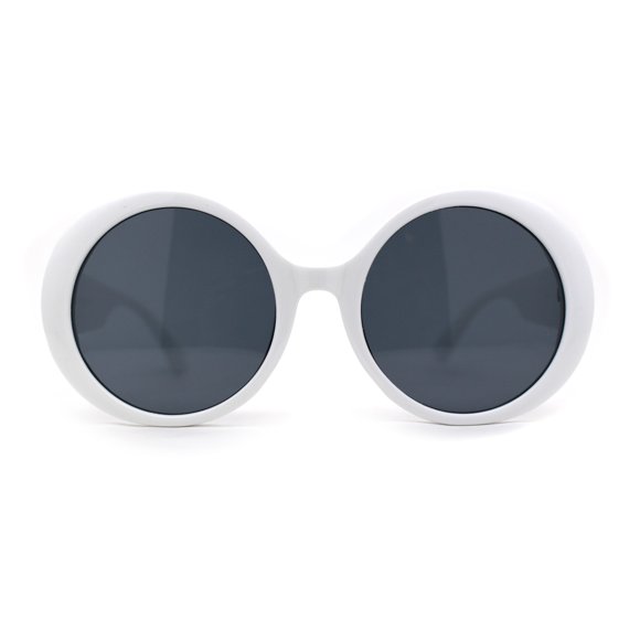 Lunettes de Soleil Minimalistes pour Femmes Wizard Rondes Rondes Lentille Mod en Plastique Blanc Noir