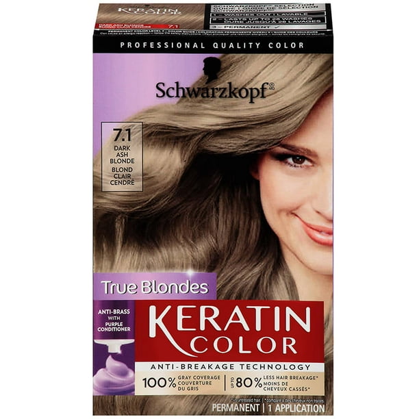 Menselijk ras kiespijn Binnenshuis Schwarzkopf Keratin Color Permanent Hair Color Cream 7.1 Dark Ash Blonde, 1  Kit - Walmart.com