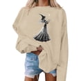 thumbnail image 4 of Mifsaly Halloween Sweatshirt Vintage Witch Graphic Long Sleeve Pullover Tops Crewneck Casual Fall Holiday Party Slouchy Sweatshirts Beige,M, 4 of 5