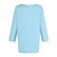thumbnail image 4 of Short Sleeve Womens Tops Spring Neck Casual Print Tunic T Shirts Womens Tops Women Blue Imitation Cotton T Shirt Women's Long Sleeve T-Shirt(XL), 4 of 4