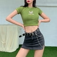 thumbnail image 3 of BAMAIA Femmes E-Girl Papillon Graphique et Lettre Impression Point Crop Tops Été O Cou Manches Courtes Crop Tee Top, 3 of 9