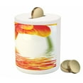 thumbnail image 3 of Flower Piggy Bank, Sun Flora Reflection on the Water in a Rainy Day Leaves in a Water River Photo, Ceramic Coin Bank Money Box for Cash Saving, 3.6" X 3.2", Orange, by Ambesonne, 3 of 4