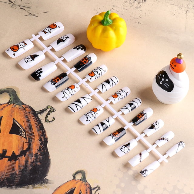 Láminas para Decoración de Uñas Hot6sl 24 Láminas Extraíbles Pintadas de Halloween