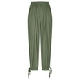 thumbnail image 4 of DHFJKG Harem Linen Pants Women Lightweight Loose Fit Elastic Waist Solid Color Ankle-Tied Beach Pants With Pockets Stylish Trousers, 4 of 9