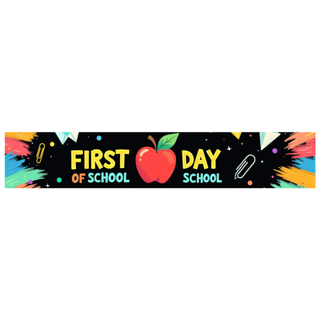 Colorful Backdrop Banner with Apple and School Elements for First Day of School Party Supplies Photography Props Decorations School Events Classroom Decor Back to School Celebrations