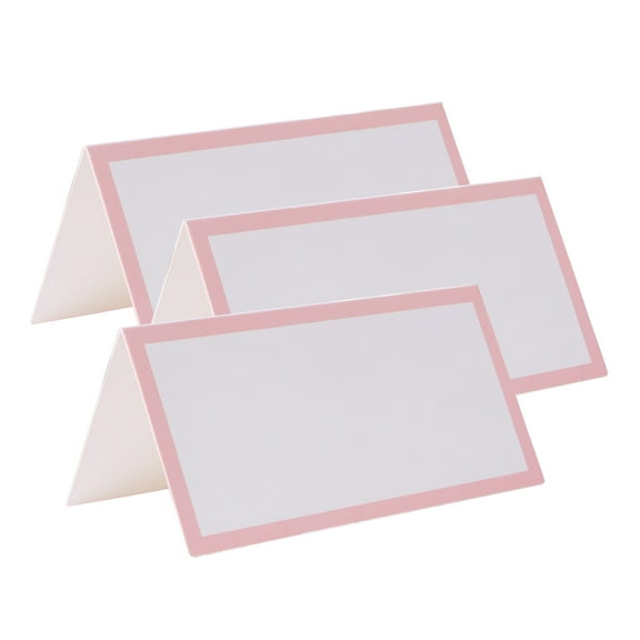 Place Cards for Table Setting Blank Wedding Seating Place Cards Folding Tent Name Cards with Pink Border for Party Bridal Banquet Dinner