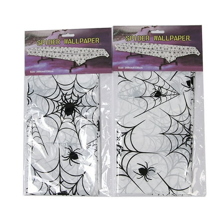 

Halloween Spider Webs Fabric Tablecloth White and Black Tablecover Spooky Look Halloween Decor Props 260*130cm