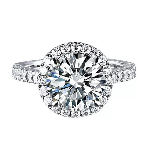Natural Moissanite Solitaire Wedding Band 2.50 Ct Round Cut Solitaire Engagement Band Moissanite Diamond Engagement Ring