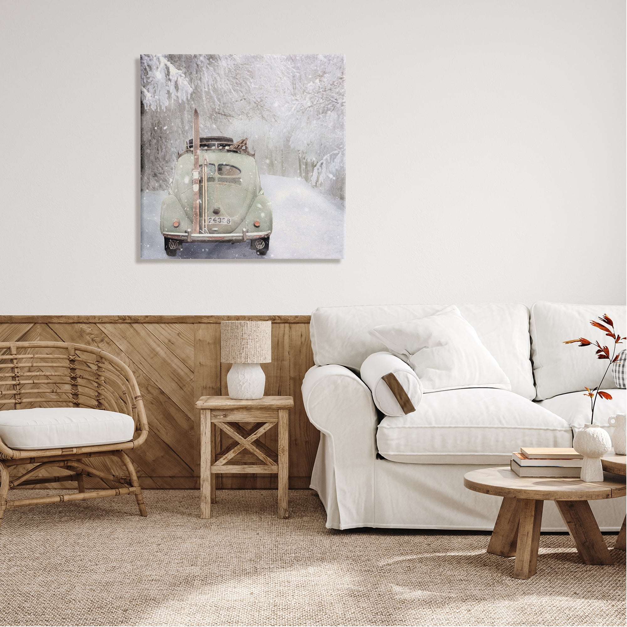 Stupell Industries Vintage Buggy in Snow Transportation Painting Gallery Wrapped Canvas Print Wall Art, 30 x 30