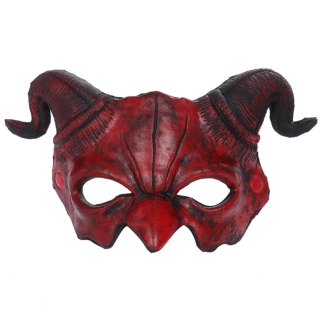 Gupgi Halloween Devil Mask, Scary Ram Sheep Horn Monster Half Face Mask
