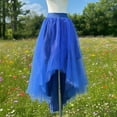 thumbnail image 4 of Jamsmile Women Tulle Skirts Mesh Layered Asymmetrical High Elastic Waistband Skirt Flowy Chiffon Tiered Ruffle Hem Skirts, 4 of 5