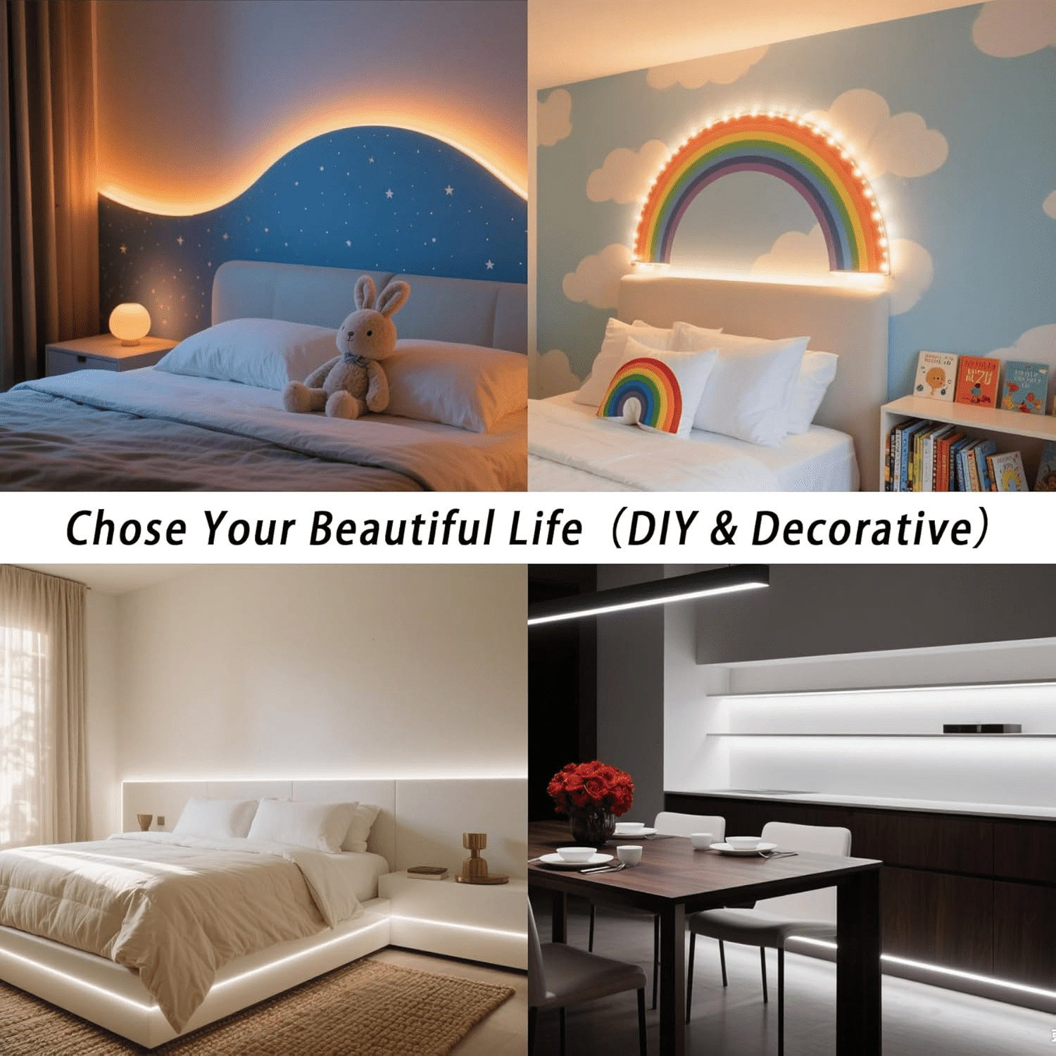 32.8ft Dimmable LED Strip Lights, 24V with Remote Control, 3000K-6500K Adjustable White Light for Bedroom, Kitchen, Cabinet