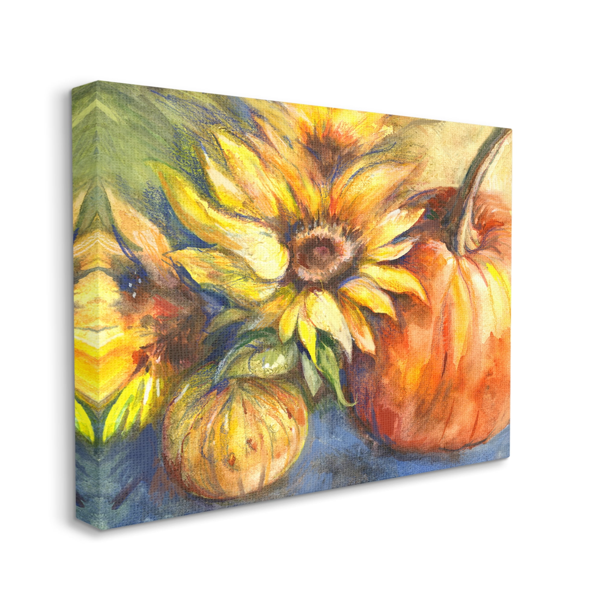 Stupell Industries Fall Sunflowers & Gourds Botanical & Floral Painting Gallery Wrapped Canvas Art Print Wall Art, 48 x 36