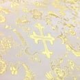 thumbnail image 2 of Metallic Church Cross Brocade Fabric 60" Wide 100% Polyester Sold By The Yard Many Colors (Ivory / Gold), 2 of 3