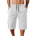 thumbnail image 3 of Jinhomg Men's Athletic Running Workout Shorts Cropped Quick Dry Cycling Pants Drawstring Wasit Lightweight Capris Pants with Pockets White,M, 3 of 7