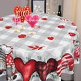 thumbnail image 3 of Valentines Day Round Tablecloth 60 Inch, Valentine Heart Tablecloth Buffalo Plaid Gnome Truck Table Cloth Cover for Dinner Party Wedding Decor, 3 of 6