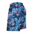 thumbnail image 6 of Tropical Leaf with Pink Flamingo Mens Swim Trunks Quick Dry Stretch Board Shorts with Soft Mesh Lining Funny Beach Short with Pockets L-XL, 6 of 8