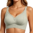 thumbnail image 2 of Womens Wireless T-Shirt Bra, Full Coverage Seamless V-Neck Bras with Adjustable Straps, Light Support Comfort Bra | VerBelle,Green L, 2 of 6
