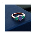 thumbnail image 3 of Gem Stone King 2.34 Ct Oval Blue Lapis Green Nano Emerald 18K Rose Gold Plated Silver Ring, 3 of 4