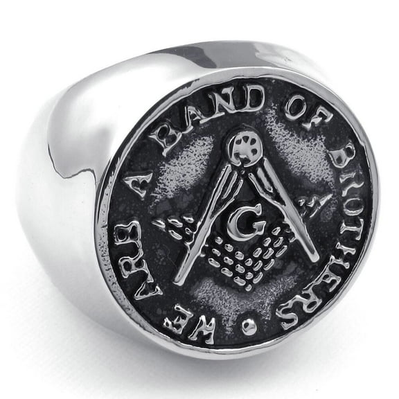 Masonic Rings - Freemasons We are a band of brothers Freemasonry Coin Style