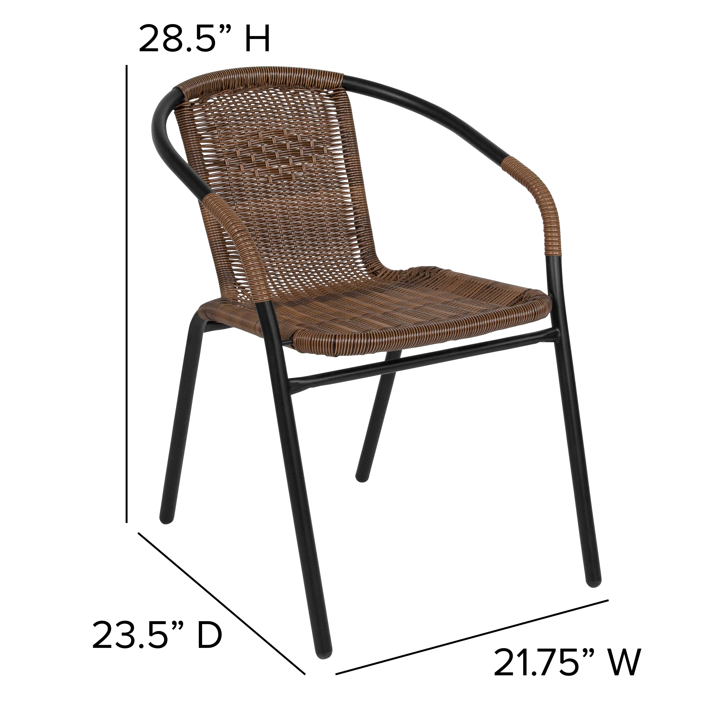 Indoor-Outdoor Emma Pack 2 + Brown Oliver Stack Restaurant Chair Medium Rattan