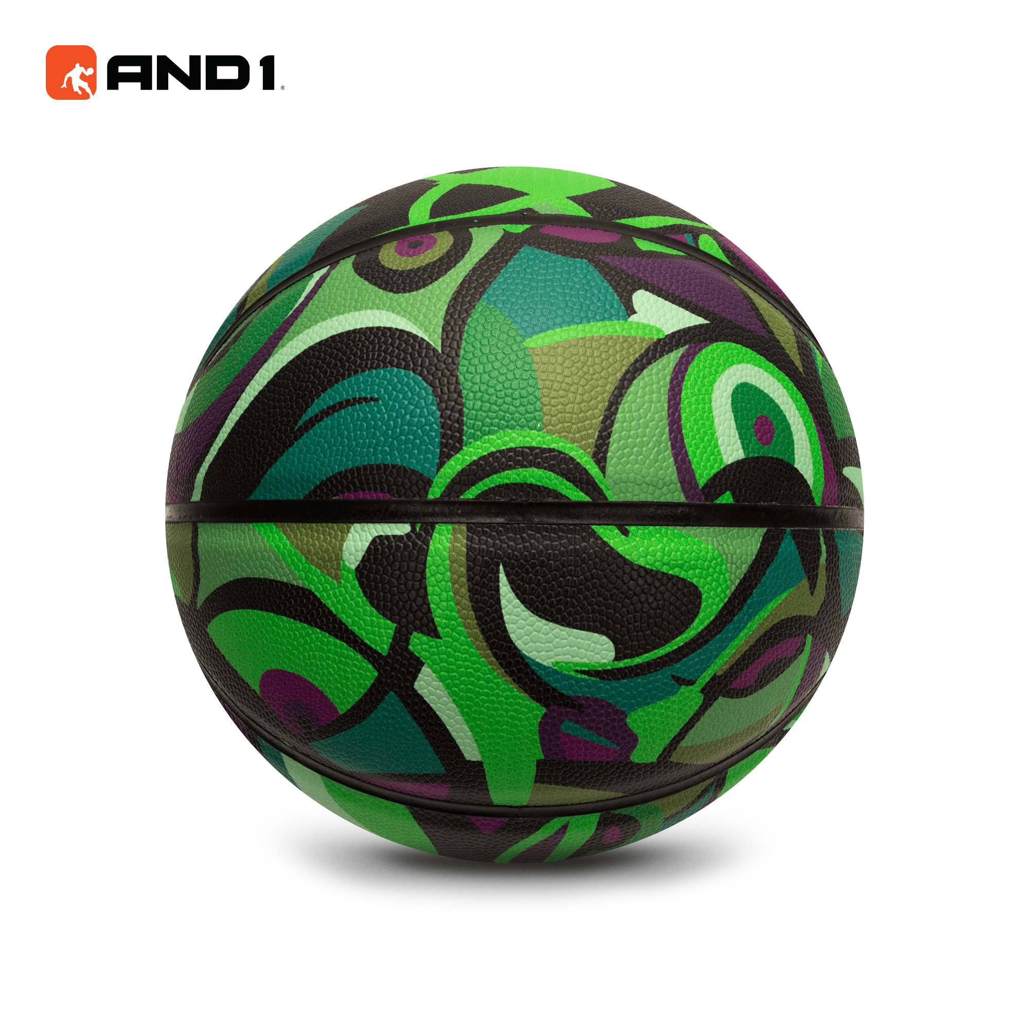 AND1 Street Grip Premium Composite Basketball & Pump, Green & Olive, 29.5"