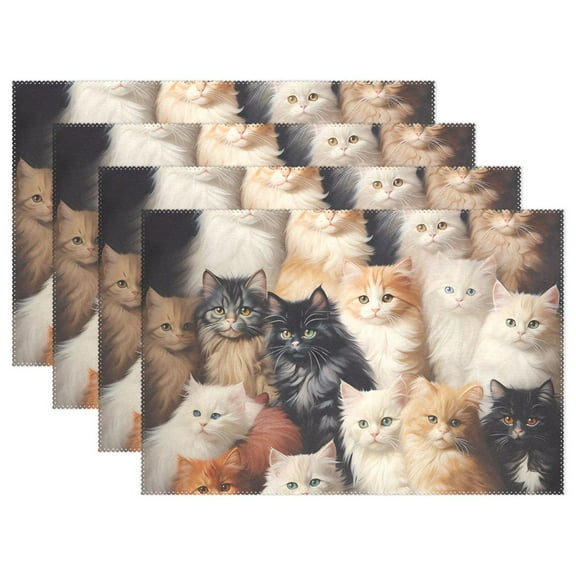 Many Cats 12×18 inch Placemats Heat Resistant Washable Foldable Rectangular Placemats Set Decoration Indoor Outdoor for Kitchen Dining Table 1PC