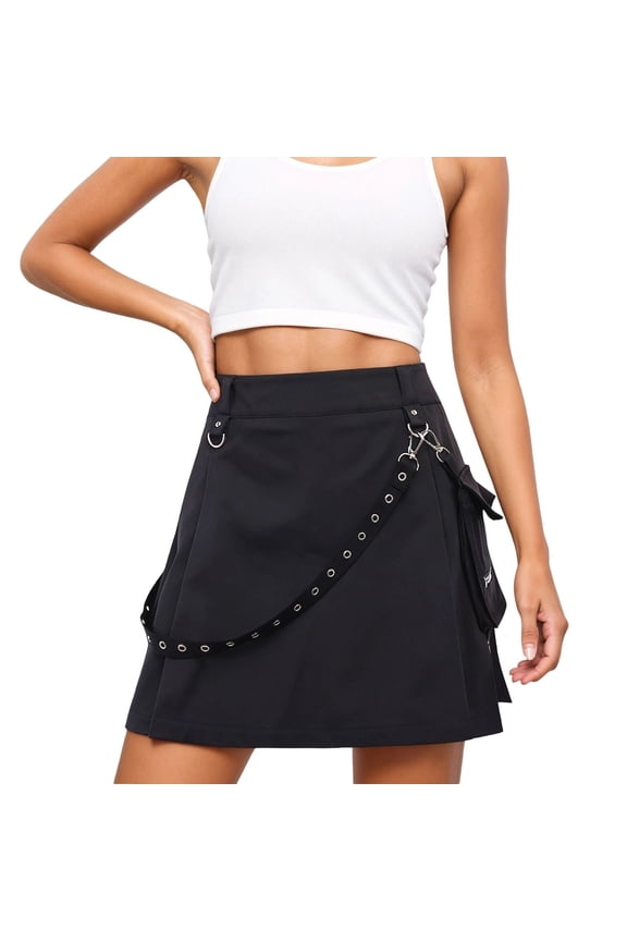 Elegant Flowy Midi Skirt, High Waist A Line Pleated, Comfortable Stretch Fabric, Versatile Casual Wear, Knee Length, Flared, with Pockets