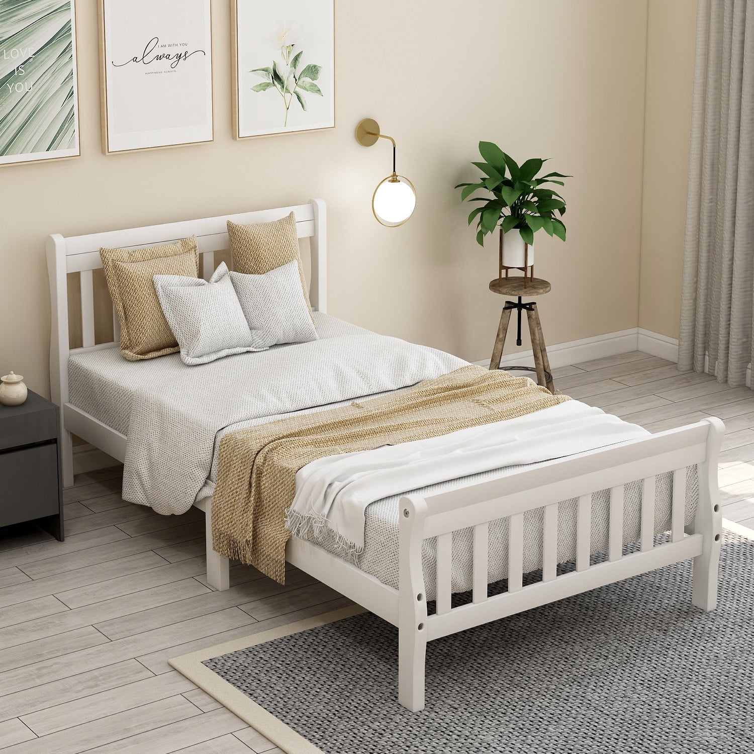 Sale Wood Platform Beds with Headboard/Footboard/Wood Slat Support