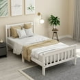 thumbnail image 2 of Bed Frame Wood Platform Bed Twin Bed Frame Panel Bed Mattress Foundation Sleigh Bed with Headboard/Footboard/Wood Slat Support,White(OLD SKU:WF192434AAK), 2 of 8