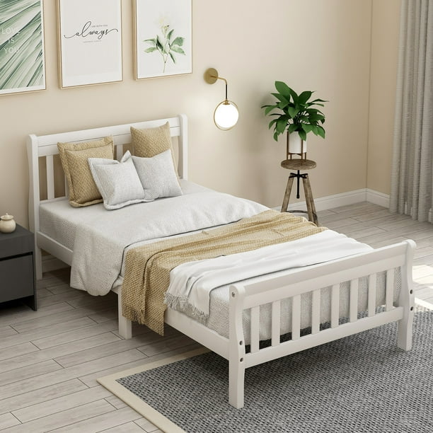 Twin Bed Frame Panel Sleigh, Queen Size Platform Bed With Headboard And Footboard
