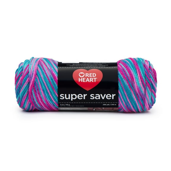 Red Heart Super Saver 4 Medium Acrylic Yarn, Bonbon Print 5oz/142g, 236 Yards