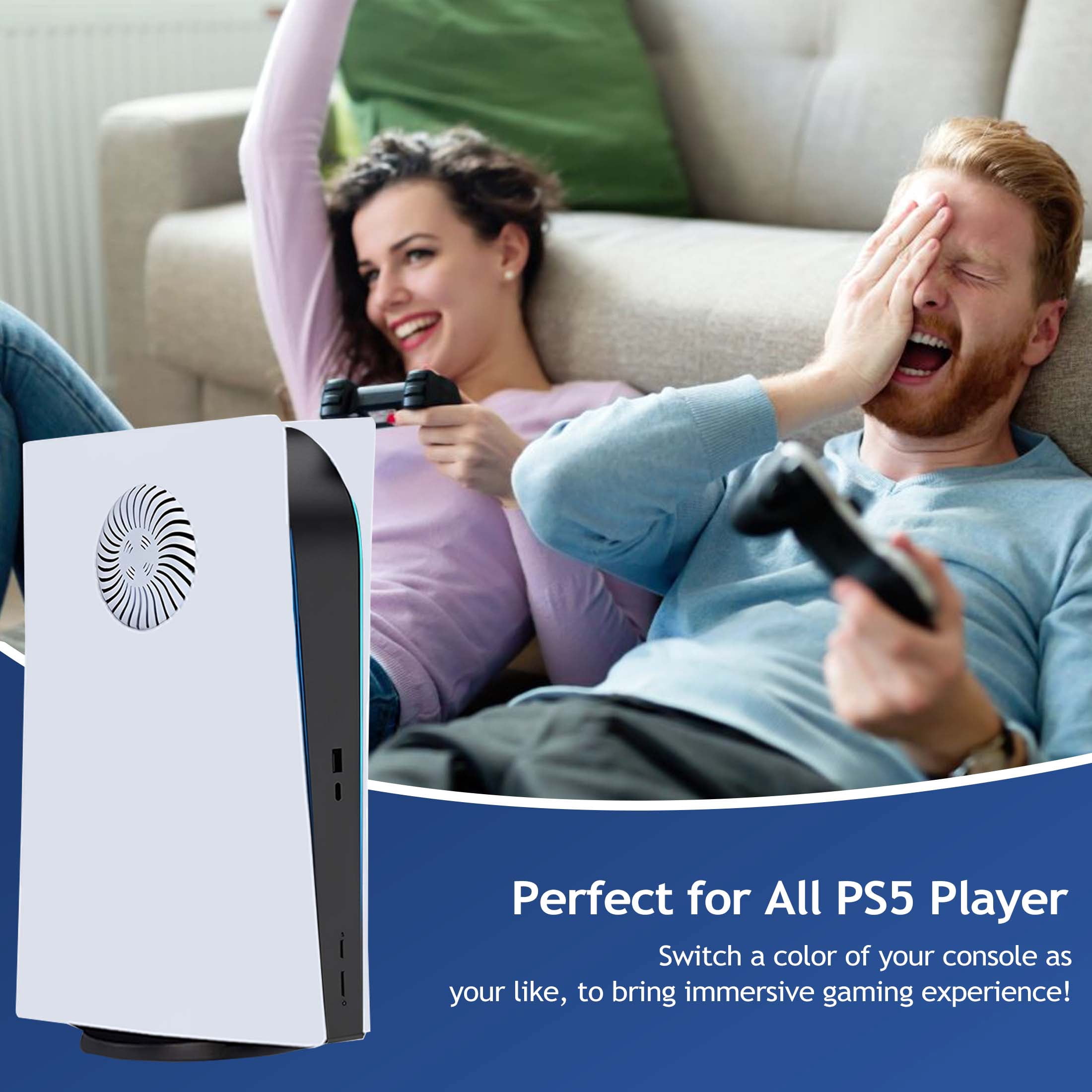 PS5 Cover Plates Faceplate for Original PS5 Digital Edition with Enhanced Cooling Vents & Dust Filter, White