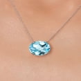 thumbnail image 3 of Gem Stone King 14K White Gold Sky Blue Topaz Pendant Necklace for Women | 7.20 Cttw | Gemstone November Birthstone | Oval Checkerboard 14X10MM | With 18 inch Chain, 3 of 6
