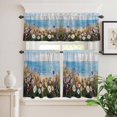 thumbnail image 6 of Pastoral Floral Plant Curtain Valances Set Sage Green Eucalyptus Leaves White Kitchen Curtains 24&nbsp;inch Length Rod Pocket Valance and Tiers 3 Piece Set Small Bedroom Bathroom Laundry Decor, 6 of 9