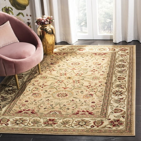 SAFAVIEH Lyndhurst Victoria Traditional Area Rug  Beige/Ivory  4  x 6 Lyndhurst Rug Collection. Luxurious EZ Care Area Rugs. The Lyndhurst Collection features luxurious  easy care  easy-maintenance area rugs made to add long lasting charm and decorative beauty even in the busiest  high traffic areas of the home. Hand tufted using a blend of soft yet durable synthetic yarns styled in traditional Persian florals  interwoven vines and intricate latticework. Use the Lyndhurst rugs in your home for an elegant and transitional upgrade.