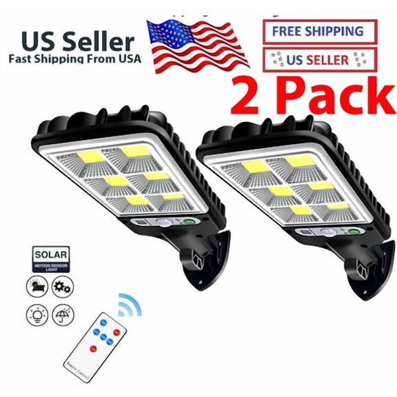 PURELY- 2Pcs Outdoor Solar Wall Light Led Motion Sensor Bright Flood Street Lamp 3 Modes
