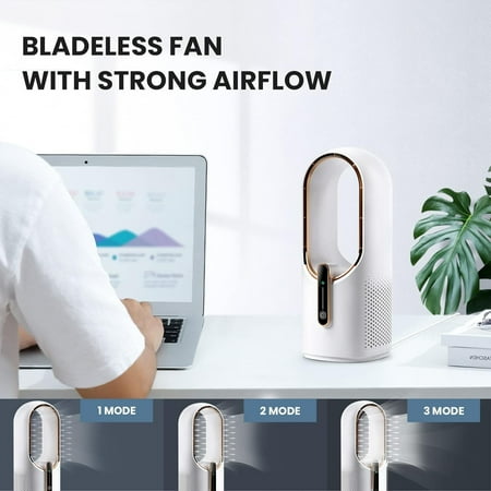 

XIAOGZHP Stay Cool in Style with this Small Portable and Quiet 11.8-Inch Bladeless Desk Fan - Perfect for Bedroom Living Room and Office. Enjoy the Convenient 3-Speed Adjustment and Ea